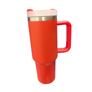 Stainless Steel Tumbler Mug with Handle, Lid, and Straw, Double-Wall Hot and Cold Coffee Mug Flask for Gym & Travelling