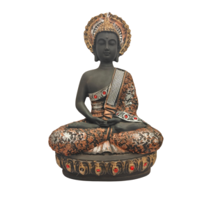 Black & Copper Buddha Statue with Stones