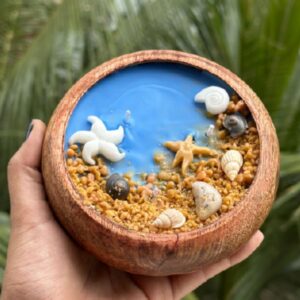 Beach Theme Wooden Bowl Candle