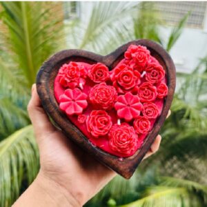 Red Heart Bowl Candle