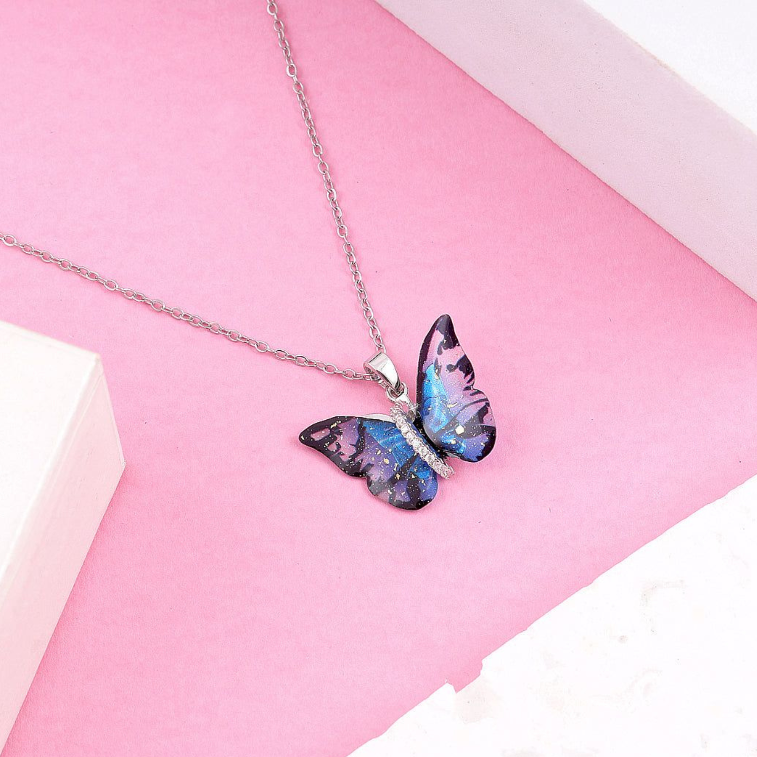 Trendy anti tarnish crystal blue butterfly pendant necklace4 - Image 3