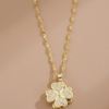 Antitarnish 18k gold plated rotational four heart leaf clover necklace