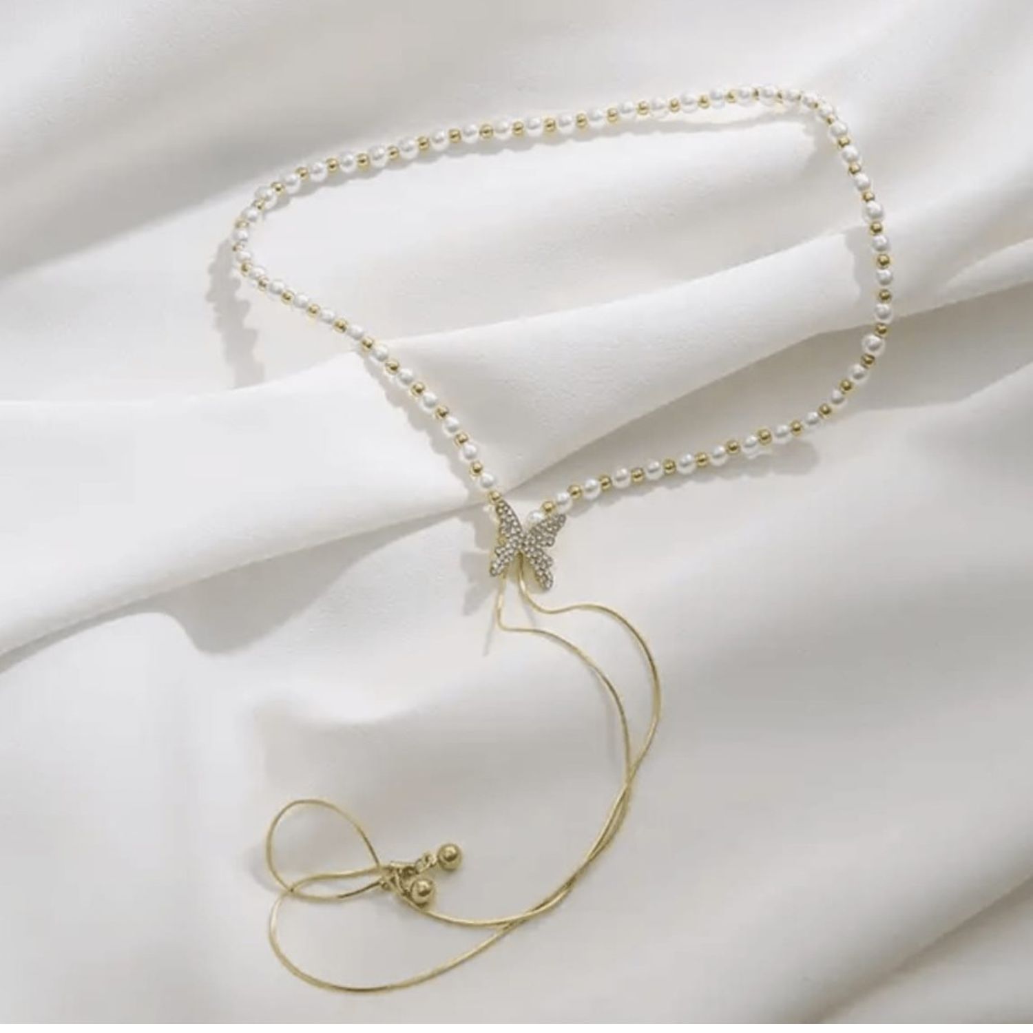 Korean Butterfly Pearl Necklace - Image 2