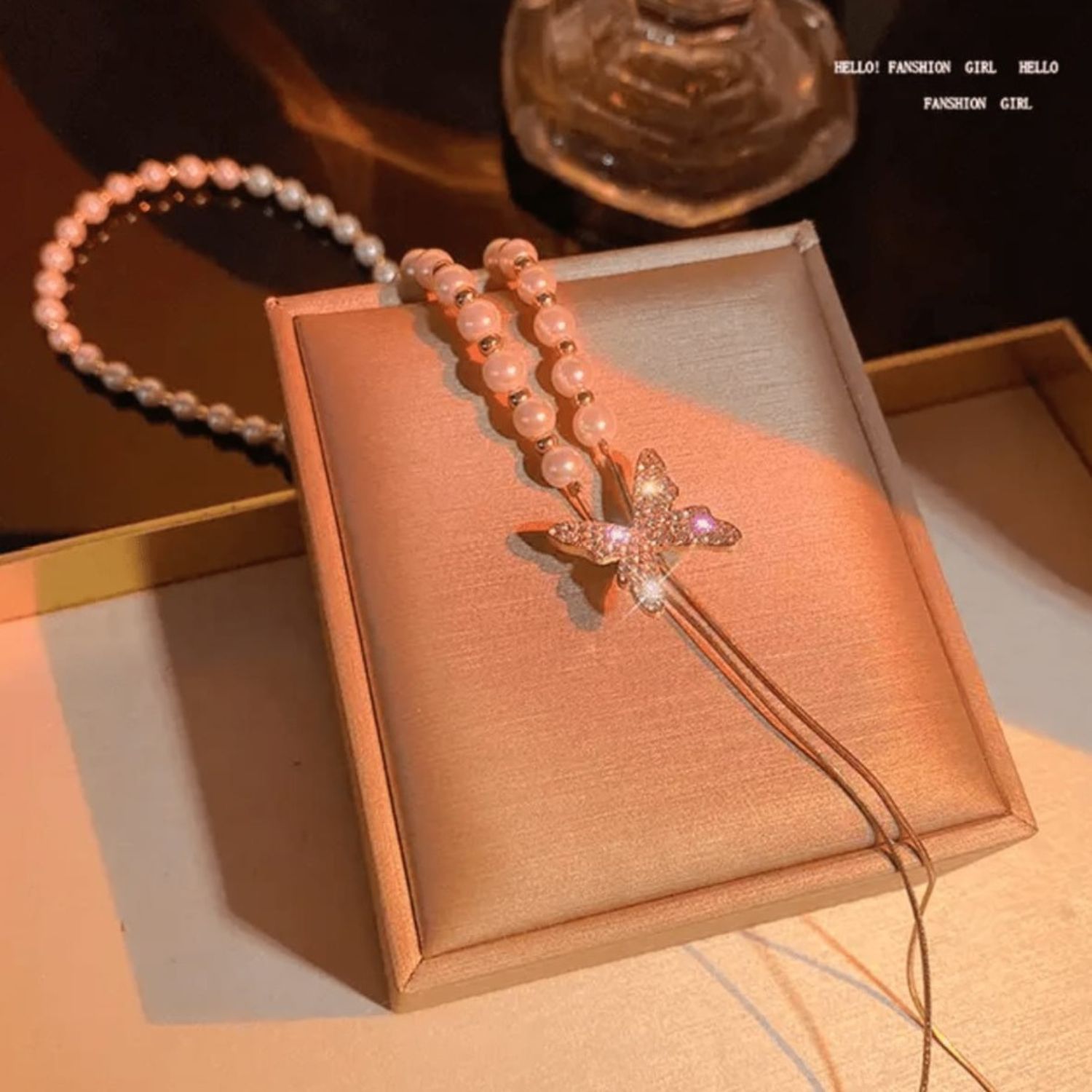 Korean Butterfly Pearl Necklace - Image 4