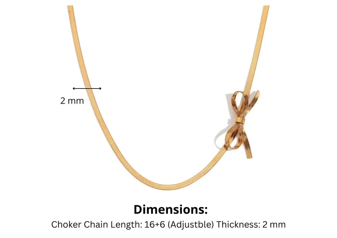 Trendy 18k Gold-Plated Bow Chain Necklace - Image 3