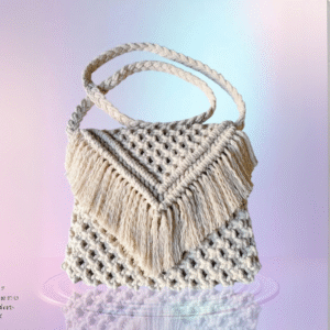 Handmade Triangle Fringe Sling Bag - 10 x 6 inches