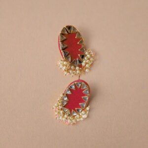 Rainvas Red beaded tiny studs earrings