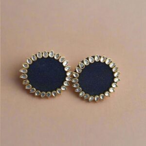 Rainvas Plain Black kundan studs earrings