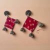 Rainvas Pink bandhani fabric jhumka earrings for women