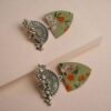 Rainvas Green floral printed oxidized earrings