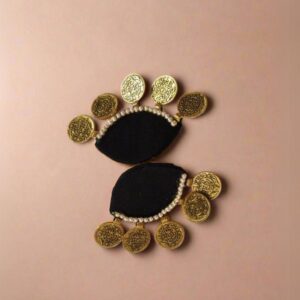 Rainvas Black semi circular beaded studs earrings for women