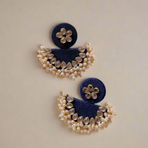 Rainvas Blue semi circular beaded earrings