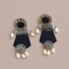 Rainvas Black long jhumka earrings with pearls for women