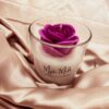 Beautiful jar candle adorned with rose on top
