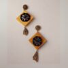 Rainvas Yellow and black mirror jhumka earrings